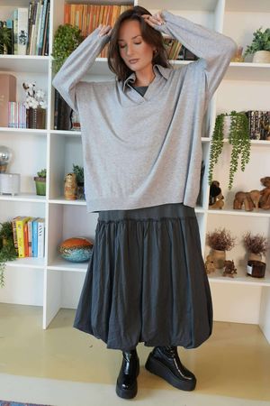 Ellis Oversized Rugby Knit Grey Marl /23=